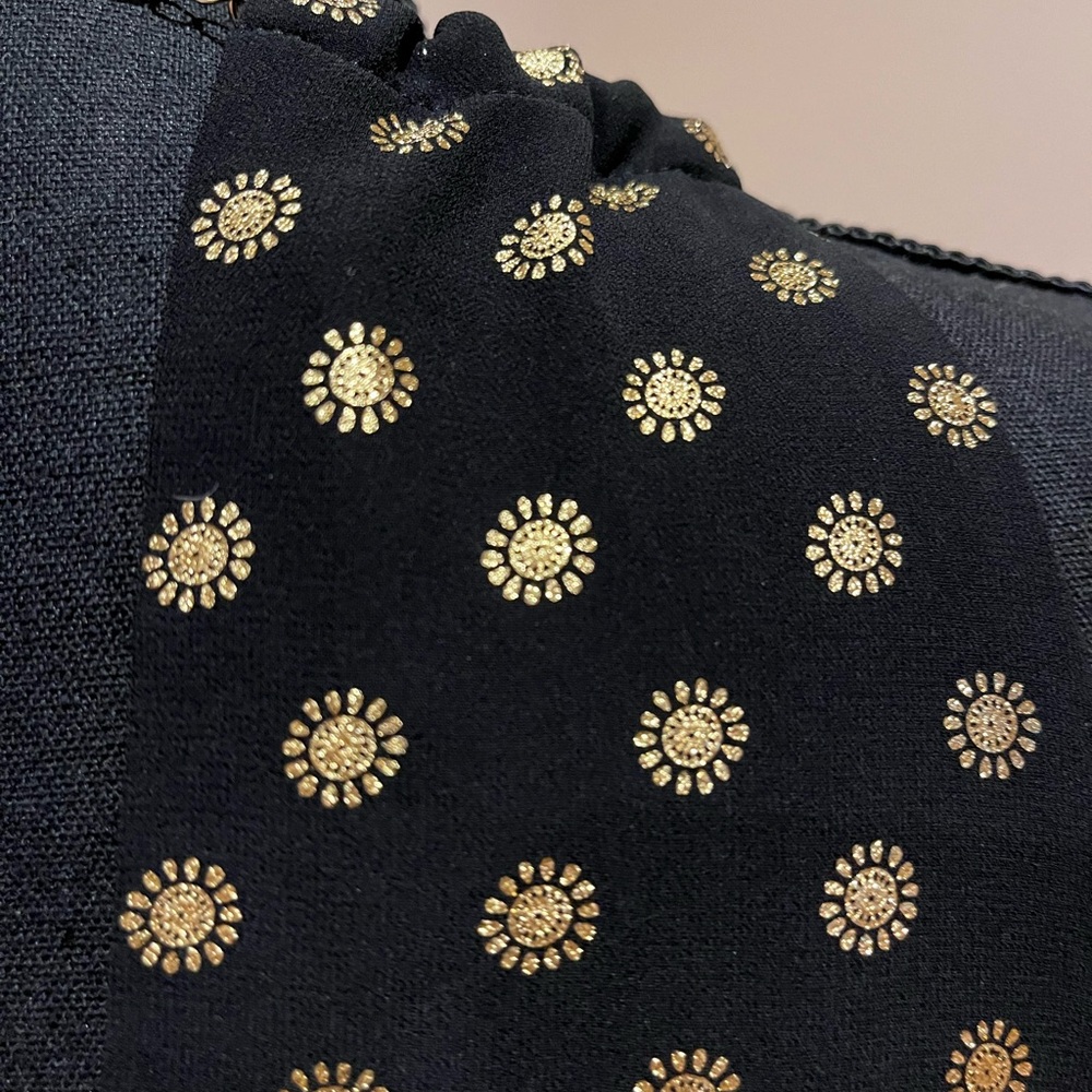 Michael Kors black and gold dress gathered chain trim neckline - Picture 5 of 7